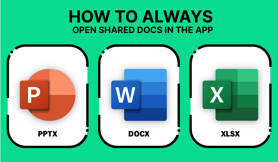 Illustration depicting the three main Office apps, PowerPoint, Word, and Excel